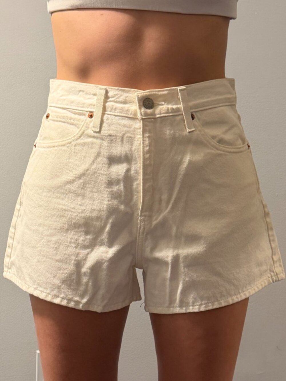 Levi's Cream High-Rise Jean Shorts